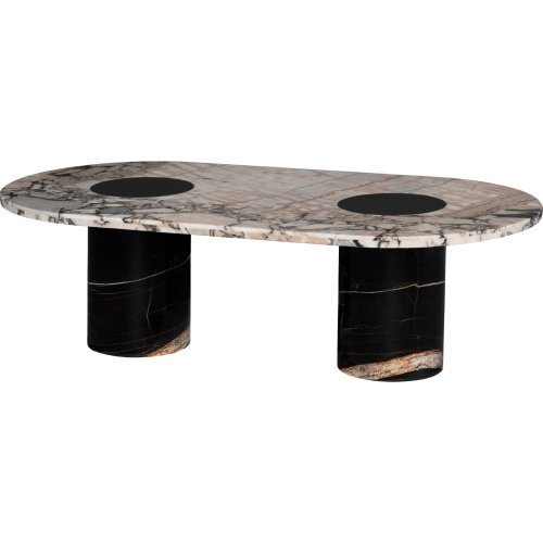 Stevie Coffee Table in Polished Luna Marble & Polished Noir Black Marble